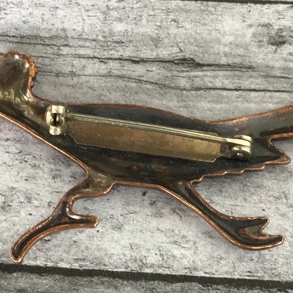 Vintage Copper Roadrunner Bird Pin Brooch - Picture 7 of 11